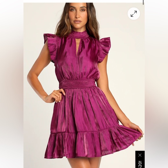 Lulu's Magenta Ruffle Mini Dress - Picture 6 of 8